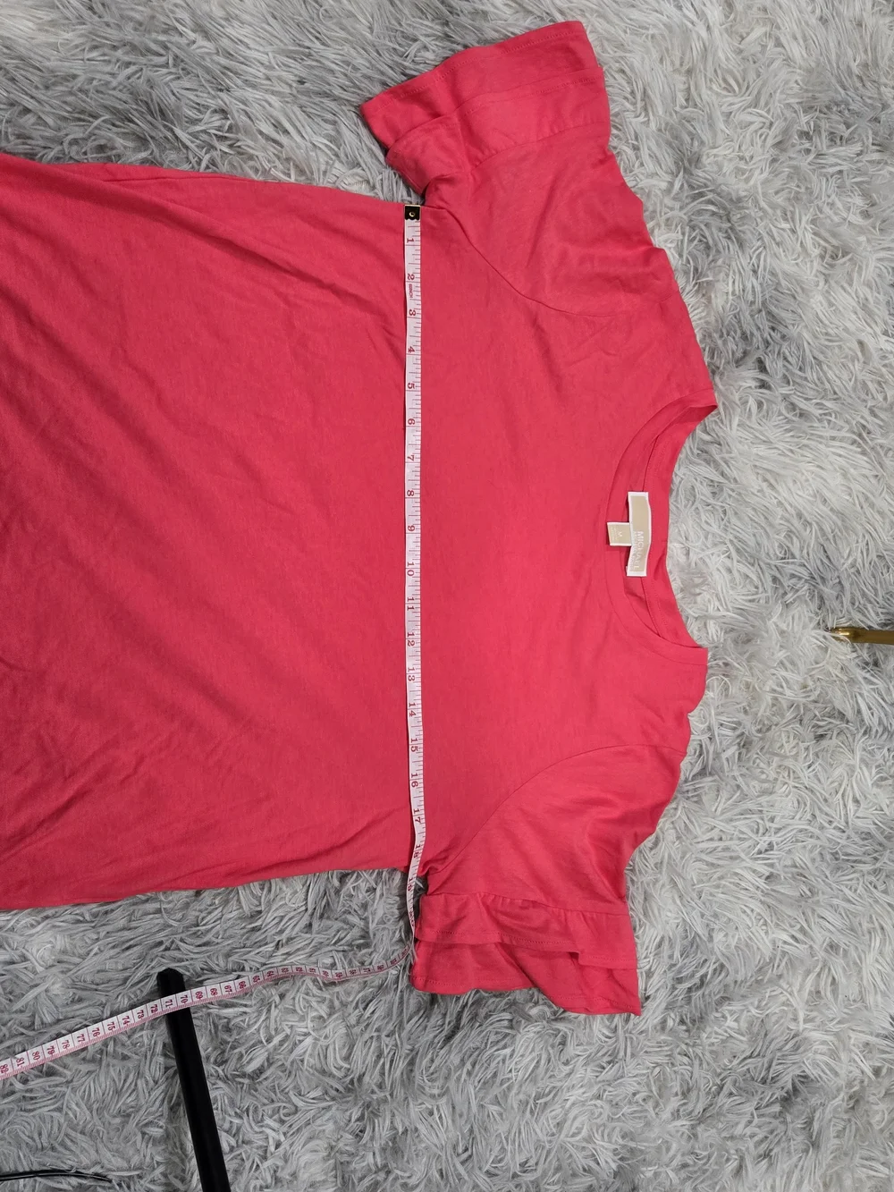 Michael Kors Bright Coral Short Ruffle Sleeve Tee